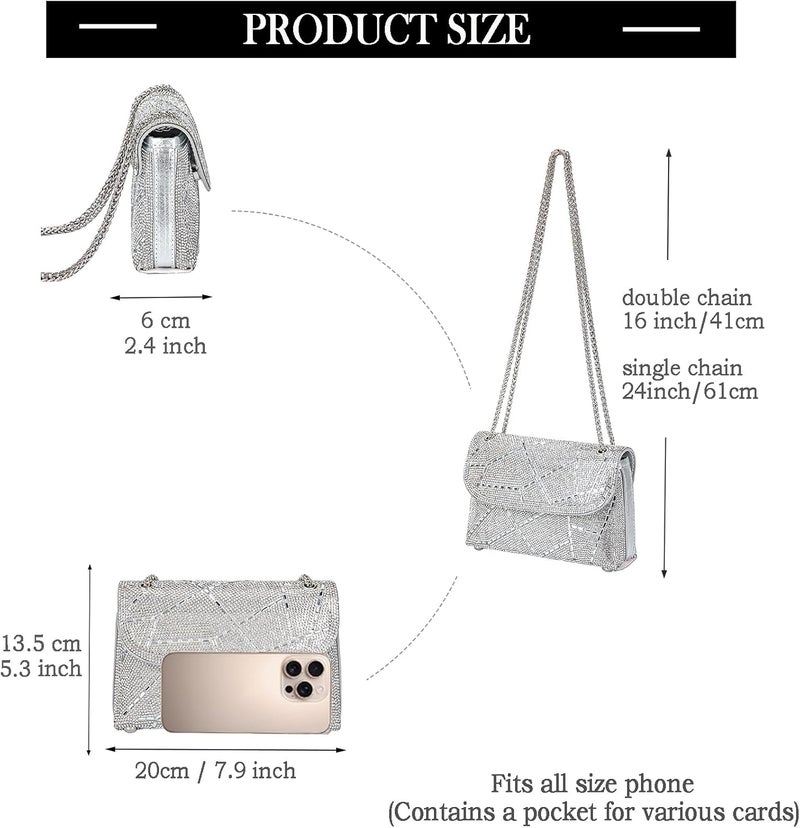 BBTT.ful Shoulder Bags Crossbody Bag Purses Handbags Crystals Rhinestone Evening Bag for Women Clutch Purse with Chain - Image 4
